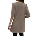 thumbnail image 4 of Olyvenn Women Rib Knit Tunic Tops Short Sleeve Crewneck Long Shirts 2025 Trendy Solid Color Basic Casual Blouses Tunics Khaki XL, 4 of 7