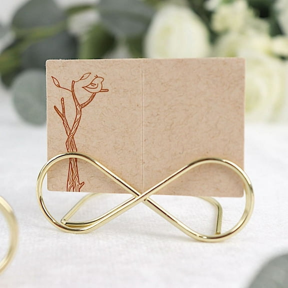 BalsaCircle 10 Gold 3" Metal Table Number Sign Holders Infinity Place Card Stands Party Events Decorations