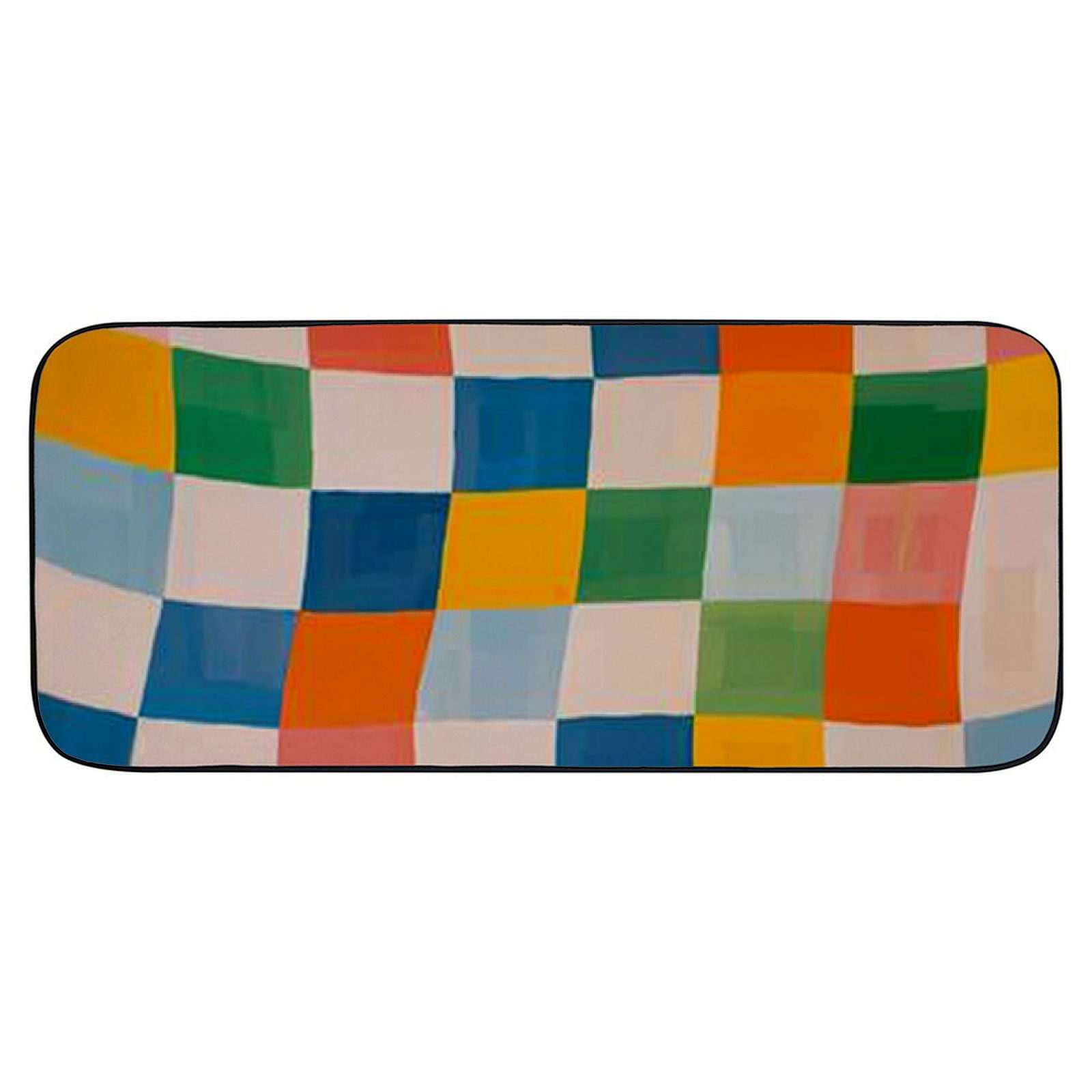 Qinduosi Retro Wavy Checkered Door Mat,Welcome Doormat Decorative Home Floor Mat, Non Slip Rubber Back and Water Absorption for Outdoor Indoor Entrance Decor 19.68*47.24 in