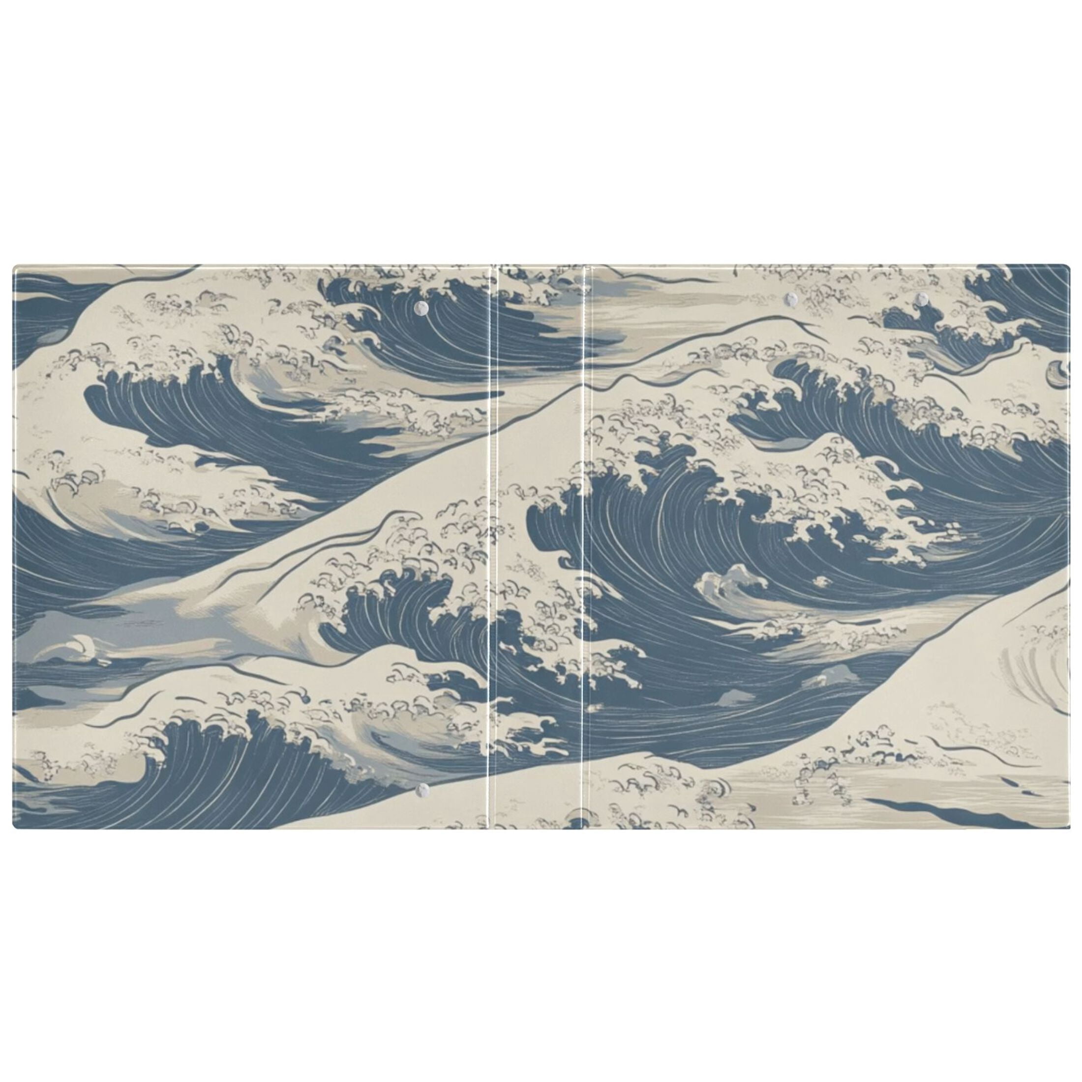 Waves Blue 3 Ring Binders 1.5 inch Hardcover File Folders with Interior Pockets A4 Size Organizer for School Office Hospital Set of 2