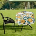 thumbnail image 7 of Coolnut 60" Chrysanthemum Flower Round Tablecloth, Waterproof Spillproof Polyester Fabric Table Cover with Zipper Umbrella Hole for Outdoor Patio Garden Dining Party, 7 of 7