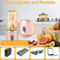 thumbnail image 4 of EASTIN 400ml Mini Juice Blender Portable Blender Six Blade Juice Mixer Blender Cordless USB Rechargeable Fruit Juicer Blender, 4 of 7