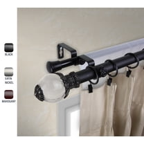 Glossy 1" dia. Double Curtain Rod 66-120 inches - Black