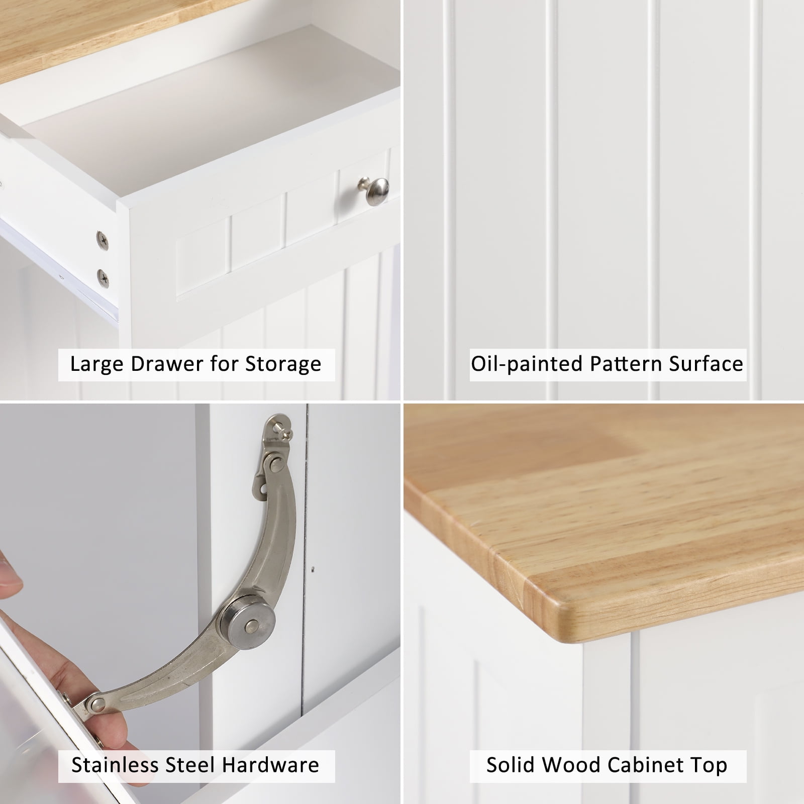 Kigoty Kitchen Trash Can Cabinet, 10 Gallon Tilt Out Trash Canbinet Wood Garbage Hamper Pet Proof, White