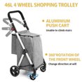 thumbnail image 2 of LEUYA ABC Chariot d'Épicerie, Chariot de Magasinage à 4 Roues, Chariot de Magasinage en Aluminium 46 L avec Sac Isotherme, Poignée Réglable, Chariot de Magasinage Pliant (Gris), 2 of 8
