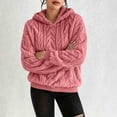 thumbnail image 6 of Pounoo Womens Sweatshirts Hooded Drawstring Long Sleeve Chevron Embossed Fuzzy Sherpa Bubble Cuff Solid Pullover Hoodie Loose Fit Warm Winter Womens Tops, 6 of 7