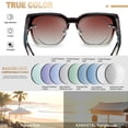 thumbnail image 6 of KANASTAL Large Fit over Glasses Sunglasses for Women Polarized UV400 Protection, Trendy Square Shades for Driving Riding Graidient Brown, 6 of 7
