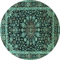 thumbnail image 1 of Ahgly Company Machine Washable Indoor Round Persian Turquoise Blue Traditional Area Rugs, 6' Round, 1 of 4