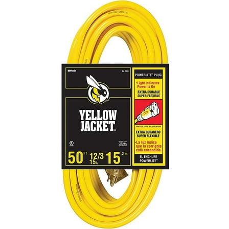 Coleman Cable 02884 50' 12/3 Jacket Extension Cord, Yellow
