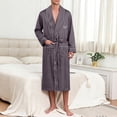 thumbnail image 2 of Men's Satin Robe Large Size Silk Kimono Classic Long Bathrobe Belt Pockets Lightweight Loungewear Sleepwear Pajamas Size L-4XL Brown, 2 of 8