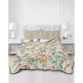 thumbnail image 2 of Full Size Quilt Bedding Set, Teal Orange Eucalyptus Reversible Summer Quilt 3 Pieces, Spring Botanical Leaves Lightweight Bedspreads Coverlets with 2 Pillow Shams for All Seasons, 2 of 5