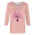 thumbnail image 3 of Jinhomg Inspirational Breast Cancer Awareness Tops for Women Cute Pink Ribbon Tree Print Tees Loose Comfy 3/4 Sleeve Tunic Pullovers Dressy Casual Holiday T-Shirts Pink XL, 3 of 4
