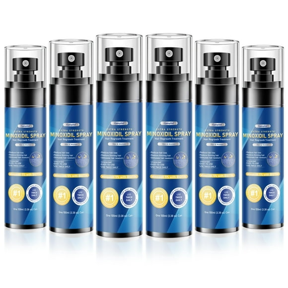 5% Minoxidil Spray for men-6 packï¼ Infused with Biotin, Hair Growth Treatment, Supports Thicker and Fuller Hair & Beard (21oz, 10 Month Supply)