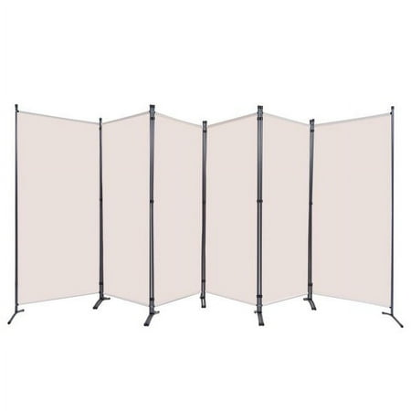 YASRKML Portable Folding Privacy Screen for Office Steel Frame & Polyester Fabric Beige  6 Count
