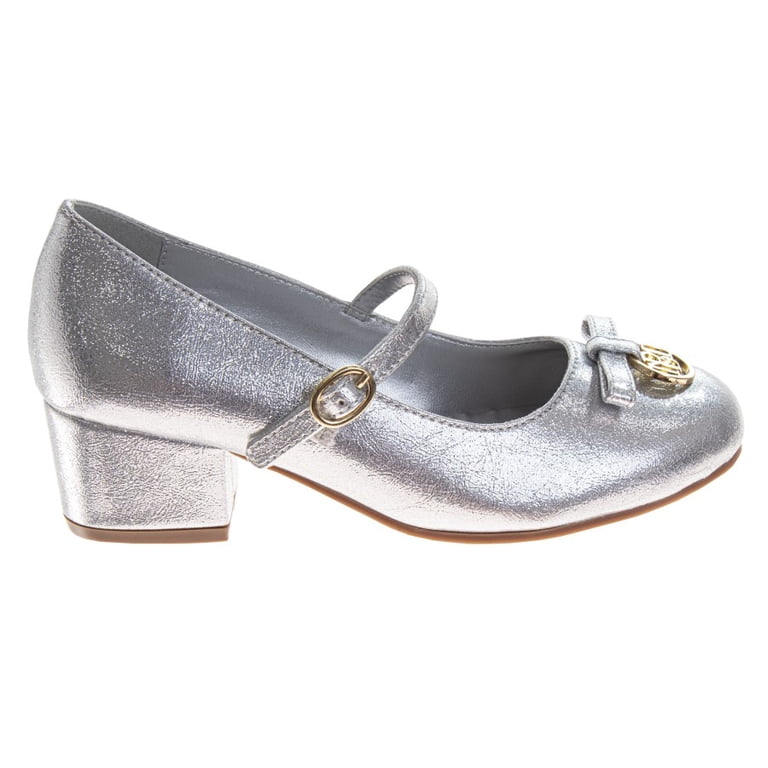 silver dress shoes size 11 Badgley Mischka Little Girls Dress Shoes Elegant - Silver