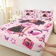 thumbnail image 4 of Erosebridal Cartoon Cute Girls Queen Sheet Sets,Pink Butterflies Stars Loves Pattern Bed Set For Kids 4 Pieces, 4 of 6