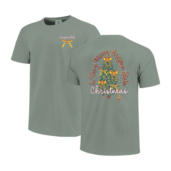 Women's Light Green Arizona State Sun Devils Christmas Tree Comfort Colors T-Shirt