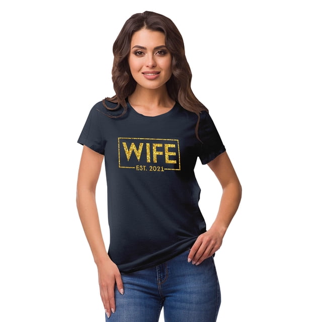 Inkdotpot Personalized Womens Tshirt Top Wife WeddingAnnouncement Shirt-J5