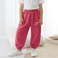 thumbnail image 3 of CYRBOKO Girls Jogger Pants, Linen Feel Tapered Solid Pockets Casual Bottoms Hot Pink Size 1-2 T, 3 of 6