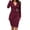 Burgundy, variant on Herrnalise Women’s V-Neck DressesSolid Color Lapel Long Sleeve Button WrapHip Casual Work Dresses S-3XL