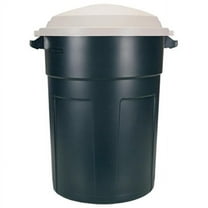 2894-87 EGRN Plastic Refuse Trash Can With Dark Platinum Lid - 32 Gallon, Pack Of 8