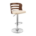 thumbnail image 1 of Benjara Tabouret de Bar Réglable avec Dossier en Bois Courbé, Marron et Crème, 1 of 2