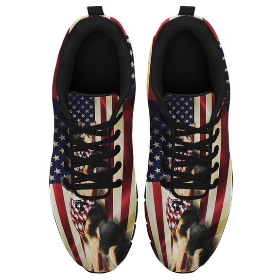 German Shepherd American Flag Mrpsl196f Running Shoes Sneakers Mesh Black Size 3.5
