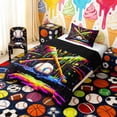 thumbnail image 3 of Erosebridal Psychedelic Baseball Twin Comforter Sets, Cute Sport Bedding Set for Girls and Boys, Black Reversible 2-Piece, 1 Comforter and 1 Pillowcase, 3 of 6