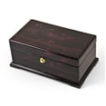 thumbnail image 1 of Contemporary 18 Note Dark Rosewood Musical Jewelry Box With Subtle Floral Motifs - Fascination, 1 of 2