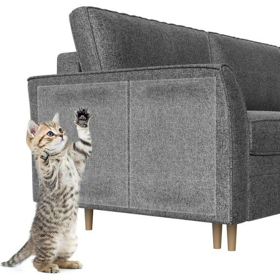 12 Pcs Anti Cat Scratch Furniture Protector,Adhesive Single Side Couch Protectors,Clear PVC Cat Scratch Deterrent (16''x12'')