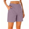 thumbnail image 2 of Horkkom Cargo Shorts Women Elastic Waist Straight Leg Solid Color Shorts Summer Work Dress Shorts, S-3XL, 2 of 9