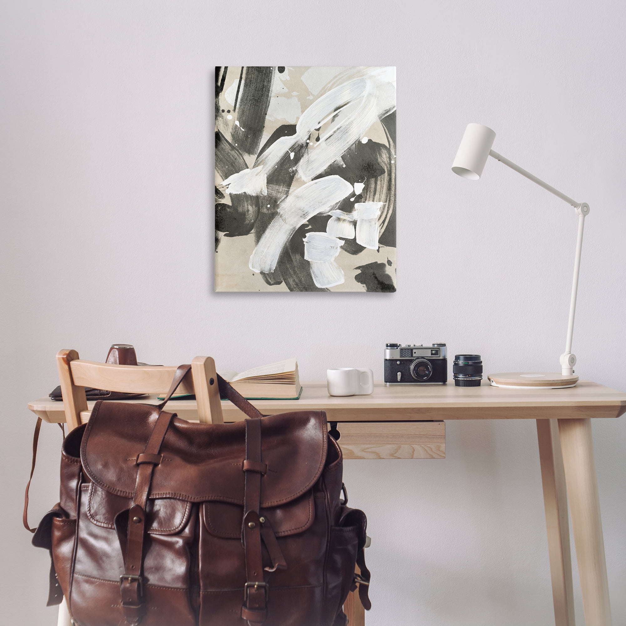 Stupell Industries Modern White Brush Stroke Abstract Painting Wrapped Canvas Art Print Wall Art, 30 x 40