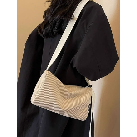 Xiaocao8 Cute Corduroy Crossbody Bag for Women, Casual Small Pillow Shoulder Bag Purse with Zipper Womens Daily Shoulder Bags Wallet for School Travel Work, Kahki