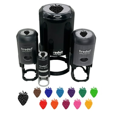 Strawberry Fruit Drawing Self-Inking Rubber Stamp Ink Stamper - Black Ink - Mini 1/2 Inch
