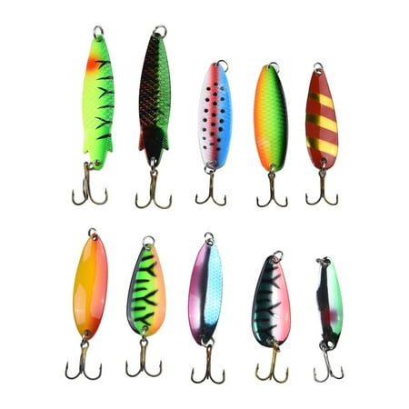 10Pcs/Set Fishing Metal Minnow Lures Long Casting Spoon Artificial Hard Bait Spoon Streams Strong Casting Minnow Penetrating