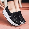 thumbnail image 5 of XUNKUSGA Shoes for Women Fashion Sequin Mesh Slip On Womens Wedge Shoes Comfortable Breathable Non-Slip Walking Shoes Women For Spring and Summer,Black,6.5, 5 of 9