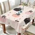 thumbnail image 4 of 60x120 Inch Tablecloth Polyester Square Tablecloth for Home Kitchen Dinner Decor Peach Pumpkins with Black Bows, 4 of 9