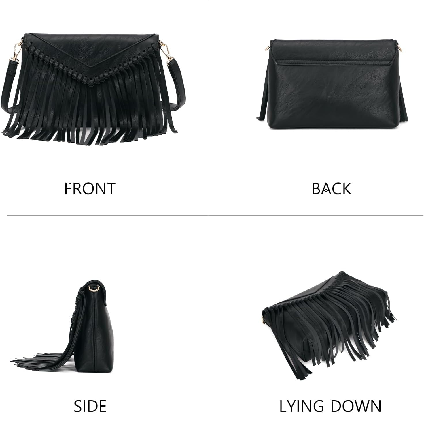 Tassel Crossbody Purse for Women PU Leather Western Hobo Fringe Handbag Shoulder Bag