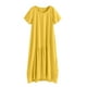 thumbnail image 4 of Vestido largo de manga larga y cuello redondo para mujer - Color liso, corte holgado para el día a día o fiestas, vestido versátil para todas las estaciones, 4 of 5