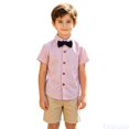thumbnail image 2 of Fozruso Toddler Boys and Girls Short Sleeve Striped Dress Shirts Kids Classic Button-Down Shirts for Formal and Casual School, 2 of 7
