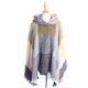 thumbnail image 1 of Poncho tipo capa con capucha a cuadros para mujer, tipo chal, con borlas, 1 of 5