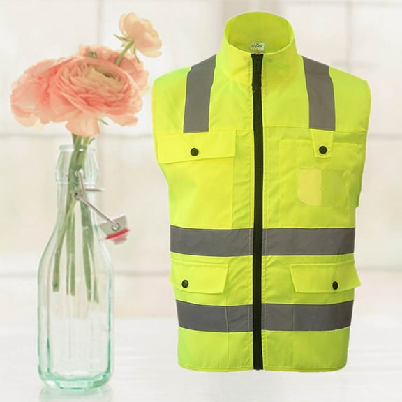 KONTONTY 1pc Reflective Vest Fully Adjustable Elastic Safety Vest for Night Running Cycling Jogging Walking Size- (Yellow)