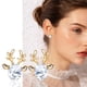thumbnail image 1 of Fiudx Pendientes de Asta de Ciervo, Estilo Bohemio, con Forma de Oreja de Oruga, Joyería Bohemia, 1 of 2