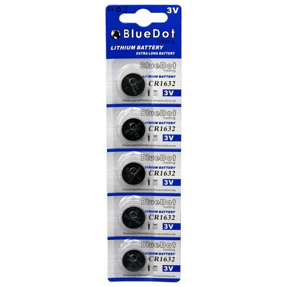 BlueDot Trading CR1632 Lithium Manganese Dioxide (Li-MnO2) Button Coin Cell Batteries - 5 Pack