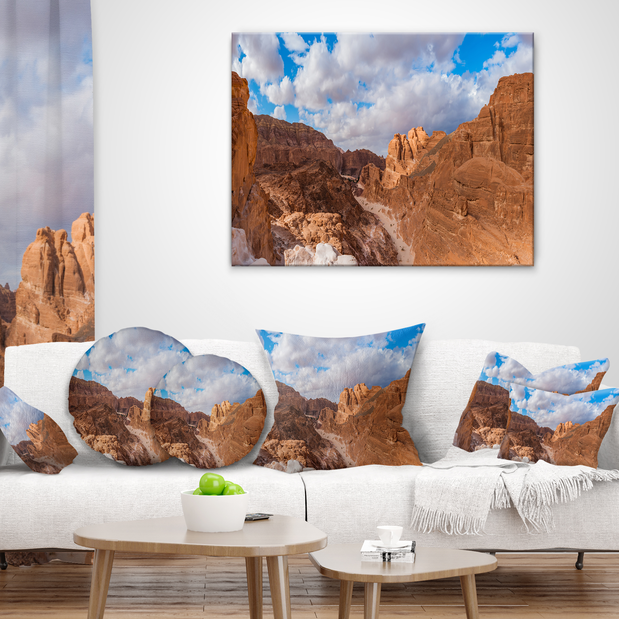 Designart White Canyon at South Sinai Egypt - Landscape Printed Throw Pillow - 16x16