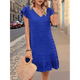 thumbnail image 5 of Vestidos de Verano para Mujer, Escote en V, Mangas , Bajo con Volantes, Vestido Azul Talla S, 5 of 8