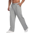 thumbnail image 3 of Men's Lightweight Sweatpants Open Bottom Drawstring Sweat Pants Straight Leg Gym Fall Lounge Pants with Pockets, M, 3 of 7