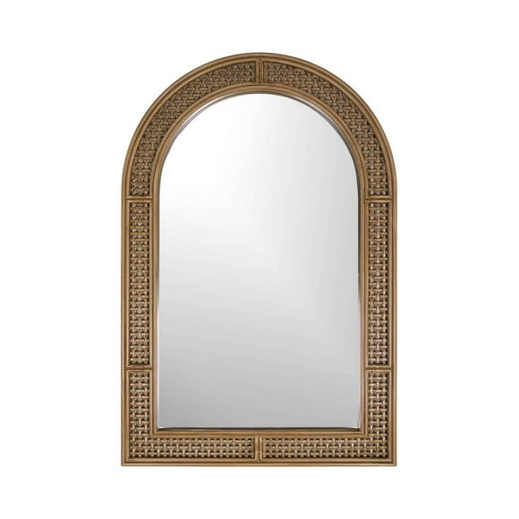 Miroir arqué naturel en rotin, 24x36"
