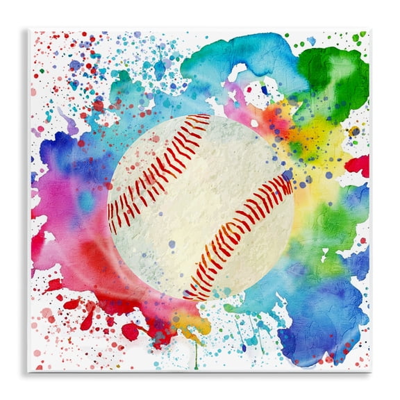 Stupell Industries Colorful Splash Baseball Sports & Sports Teams Painting Unframed Art Print Wall Art, 12 x 12