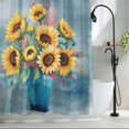 thumbnail image 2 of Yellow Sunflowers Shower Curtain Set, Waterproof Shower Curtains for Bathroom, Spring Botanical Floral Vases Painting Washable Fabric Cloth Bath Curtain for Bathtub Decoration with Hooks 48x72 Inches, 2 of 9